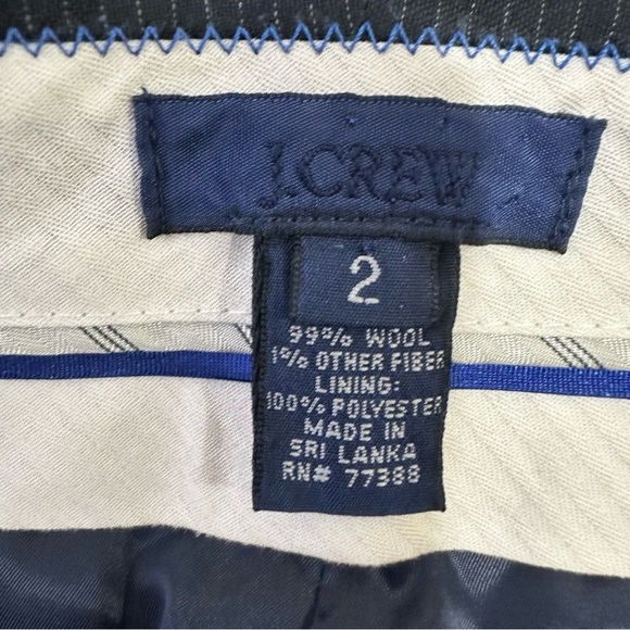 J.Crew Womens Black Stripe Two-Piece Suit Set Size Blazer Pants Size 2 Wool - Picture 13 of 16